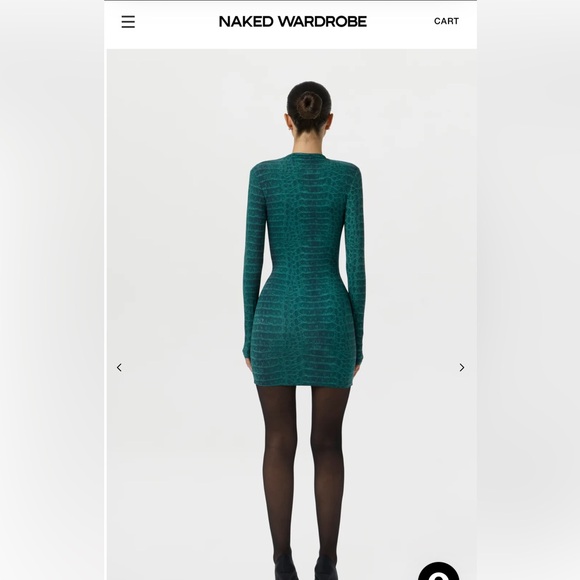 Naked Wardrobe Emerald Croc Mini Dress Size M - Picture 3 of 4